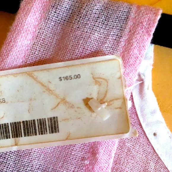 Pink orange and Charcoal Linen Lem Lem Tropical Dress with fringe - Picture 8 of 11